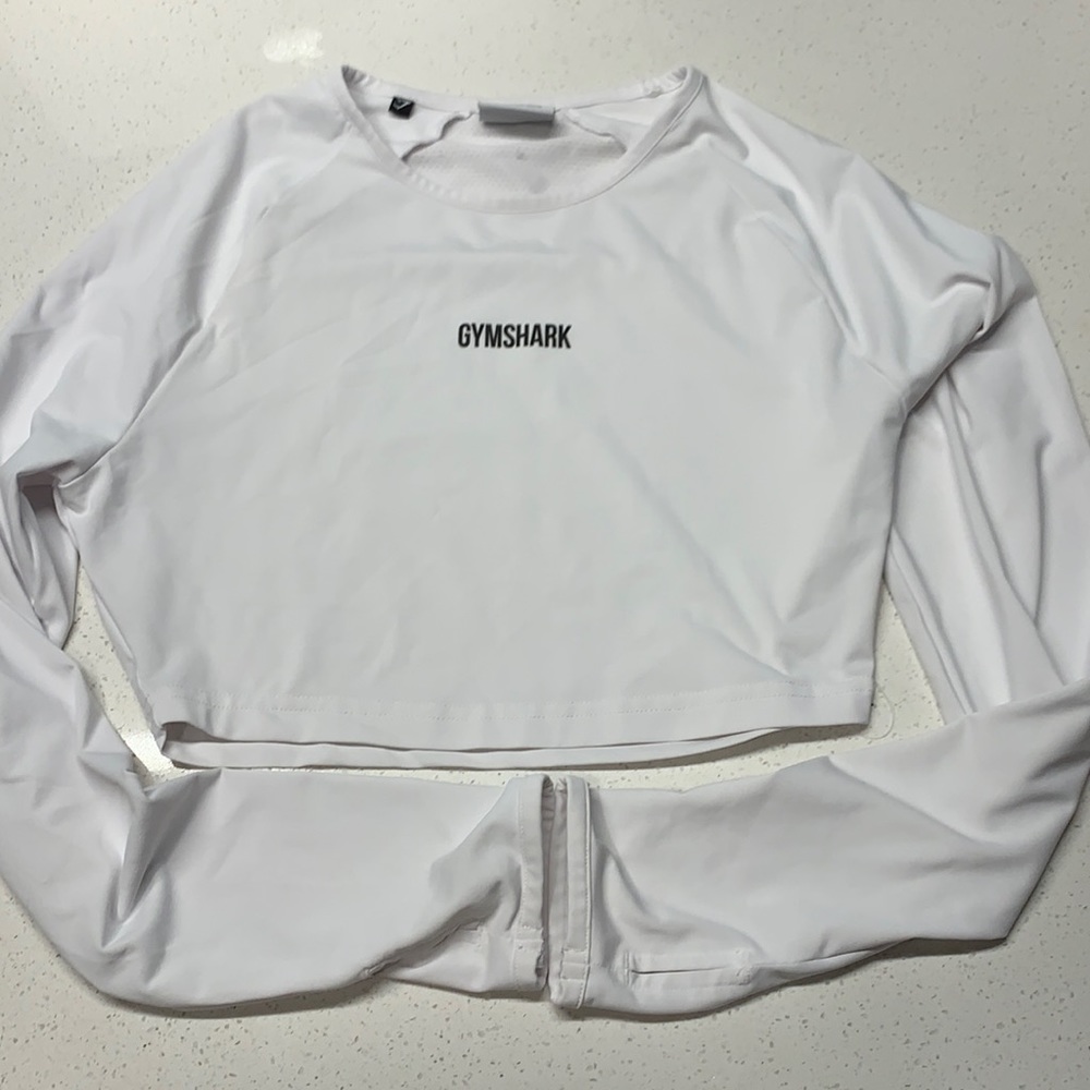 Gymshark Long Sleeve Crop Top XS White